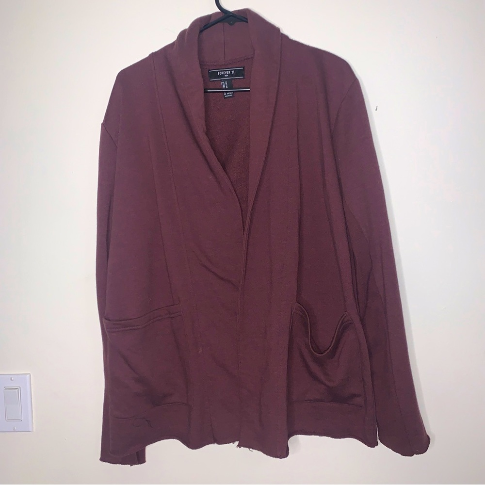 Forever 21 Mens Long Jacket Sweater Cardigan Shawl collar Sz M